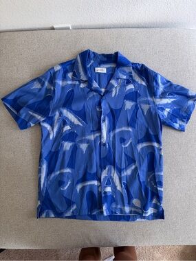 Men's Saturday NYC Blue Abstract Print Short-Sleeve Shirt